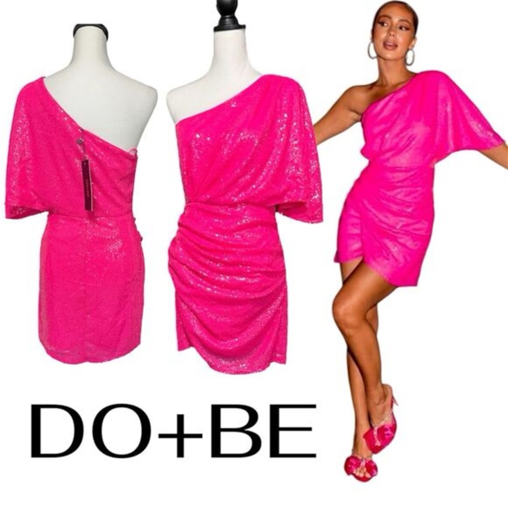 DO+BE Vibrant Pink One-Shoulder Dress